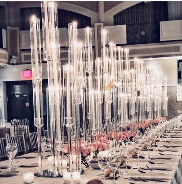 5 clear acrylic candelabra centerpieces for weddings, events, and parties