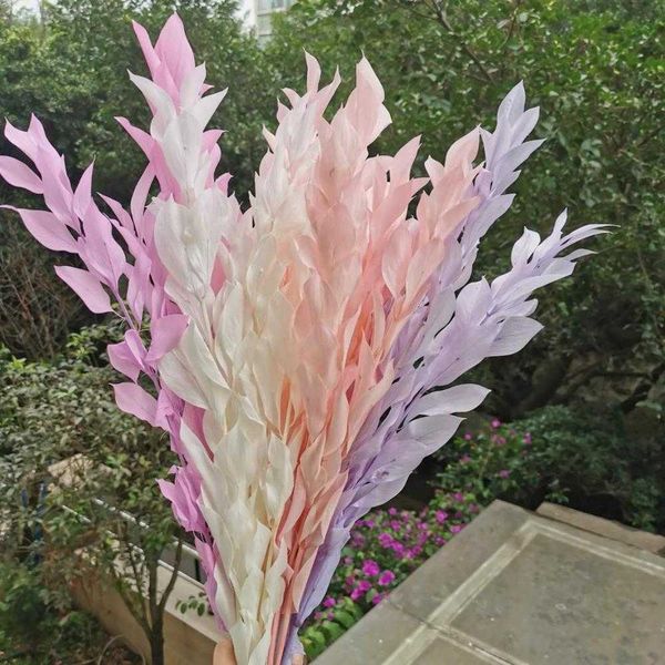 5 natural preserved orange leaf bouquets, 40cm long, for wedding and home decor with dracaena branches