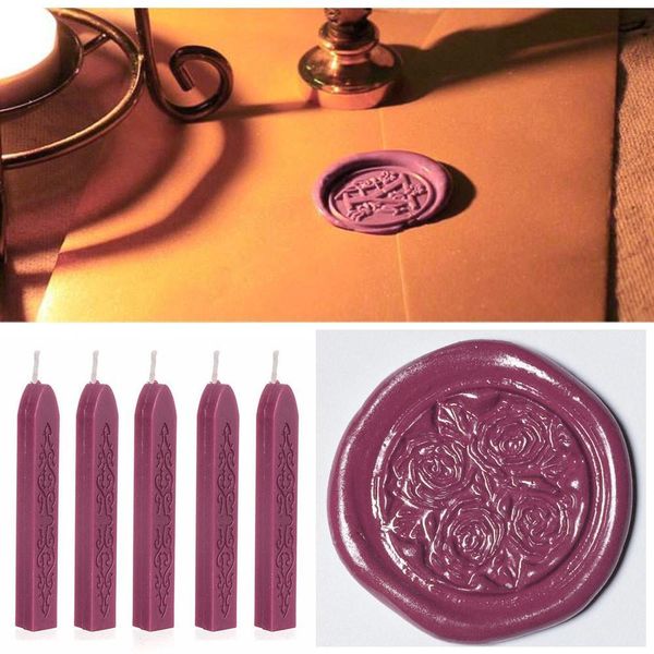 5 wine red sealing wax sticks, 85x10x10mm, for letters, manuscripts, candles, and weddings