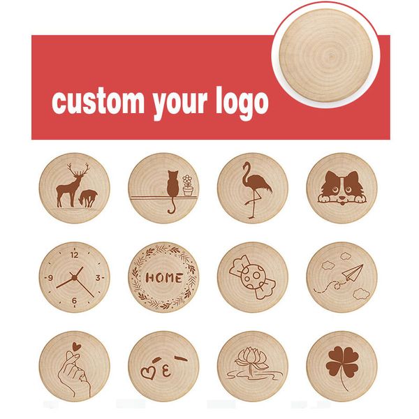 50 personalized wooden fridge magnets with simple designs like logs, screwdrivers, and bottle openers