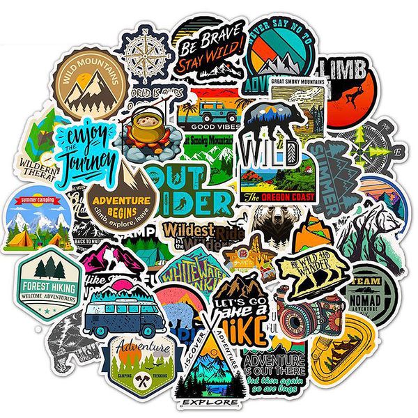 50 waterproof outdoor adventure stickers for luggage, bikes, and skateboards