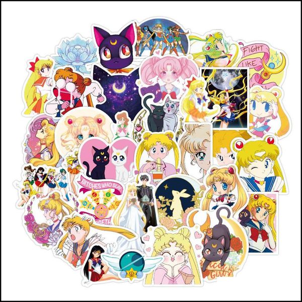 50-piece waterproof sailor moon stickers for laptops, notebooks, guitars, and cars with drop shipping in 2021