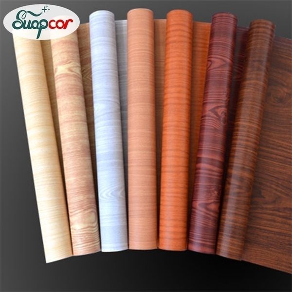 5M10M waterproof adhesive vinyl wallpaper with wood grain design for furniture and wardrobe doors, model Y200103