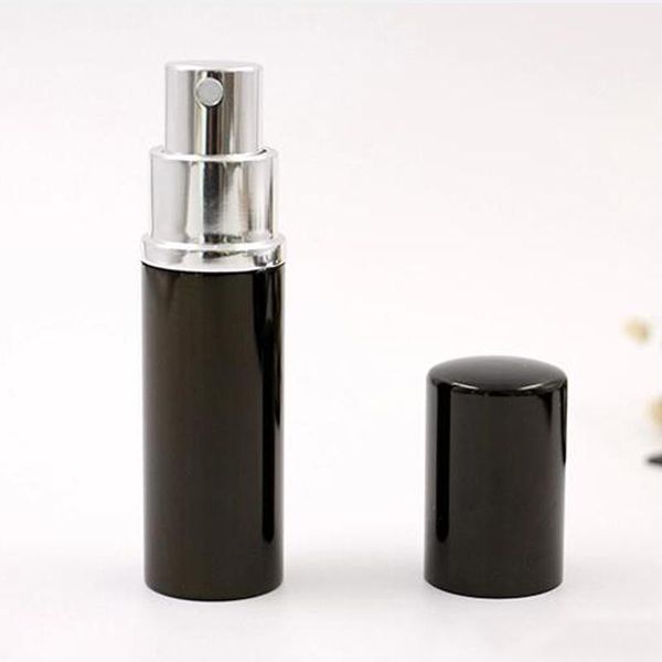 5ml black empty perfume bottle for essential oils, portable refillable atomizer spray in mini cosmetic container