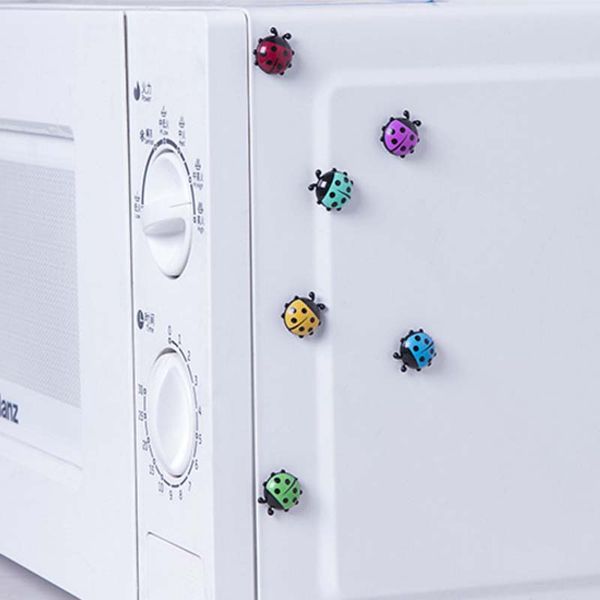 6 charming ladybug fridge magnets for creative home decoration, ideal as refrigerator or microwave stickers for messages