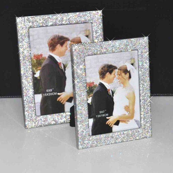 6/7/8 inch Premium Crystal Rhinestone Photo Frames for Personalized Home and Desk Decor
