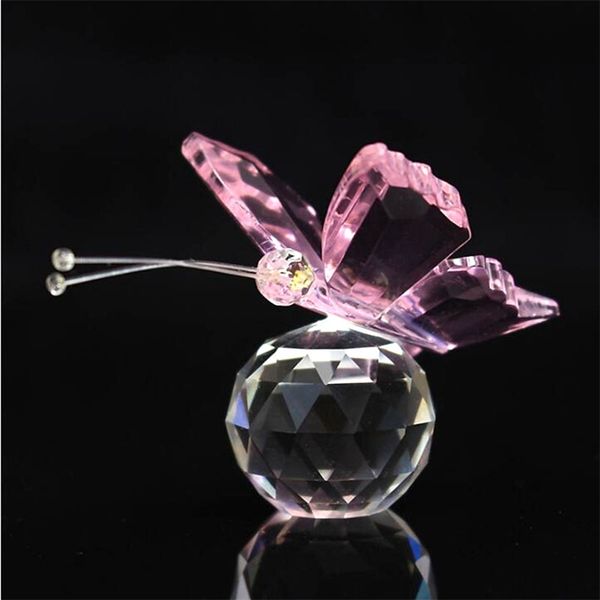 6-color crystal butterfly figurines for home decor, wedding gifts, and miniature souvenirs