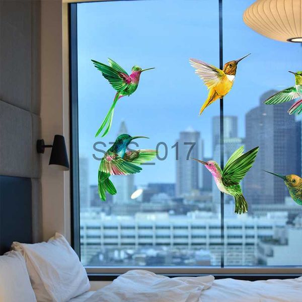 6-piece hummingbird decal set for windows, electrostatic cling film to deter bird collisions