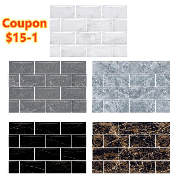 6-piece set of 20x30cm vintage waterproof tile stickers for kitchen and bathroom wall decoration