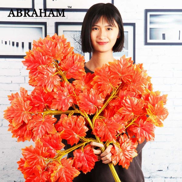 78cm artificial maple branches with 12 silk leaves, 5-pronged autumn decor for homes featuring white ginkgo foliage