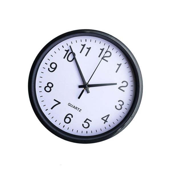 8-inch round quartz wall clock with glow-in-dark feature, battery-powered sweep hands, simple numerals, ideal for bedroom or kitchen decor