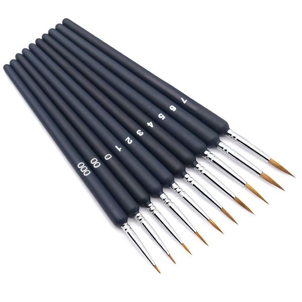 9 Stitches/set Various sized hooks Thin line brush Delicate paint brush Artist's Gouache Watercolor Acrylic Painting Brush Art Level