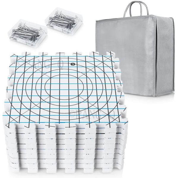 9-piece interlocking foam tiles with pins for blocking knitted or crochet projects