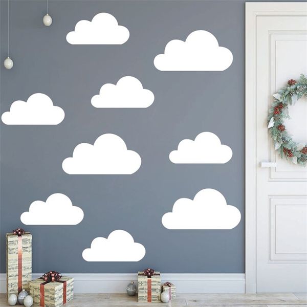 9-piece set of large vinyl decals for kids' rooms, removable cloudy wall stickers and murals art