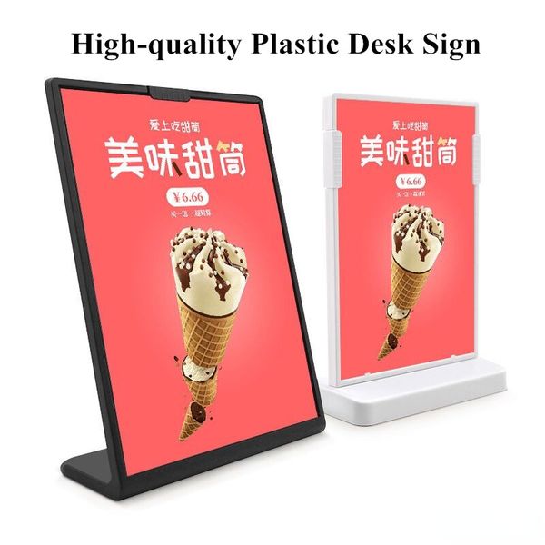A4 acrylic sign holder for displaying menus, papers, photos, and documents on tables