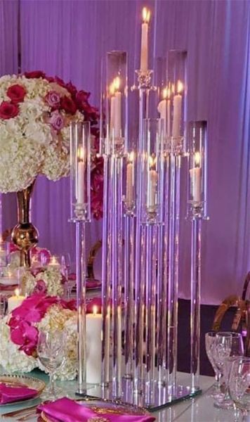 Acrylic 9-arm candelabra for wedding centerpieces and floral displays