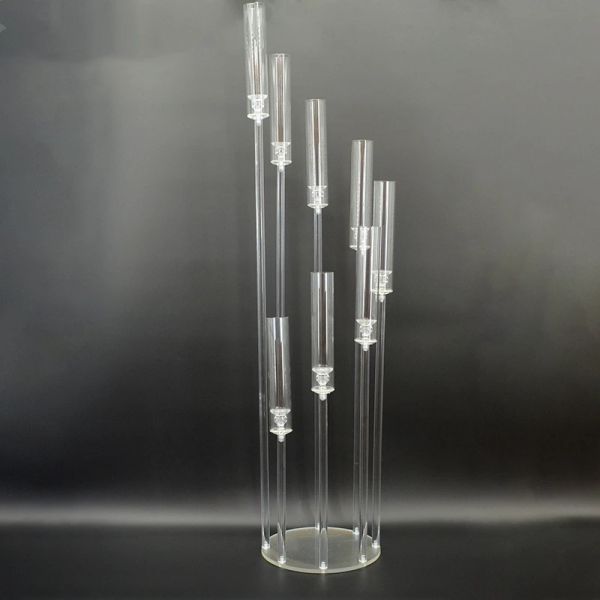 Acrylic candle holders for weddings, clear candelabra centerpieces with flower stands