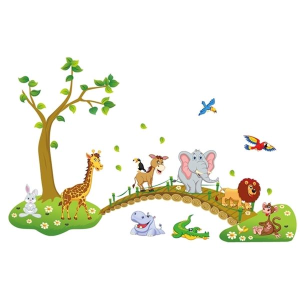 Adorable cartoon animal vinyl wall decals for kids' rooms, creative 3D home decor gifts