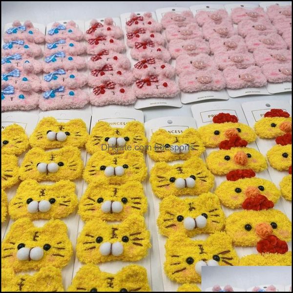 Adorable handwoven wool hairpins for kids featuring cute cartoon designs, 5cm drop length
