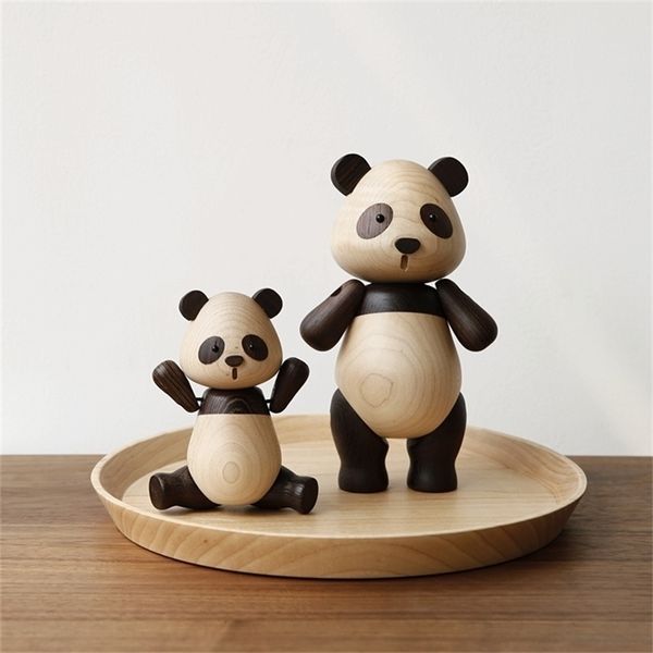 Adorable panda-themed home decor items, including handcrafted wooden toys and miniature figurines, perfect for office desks or as Christmas gifts
