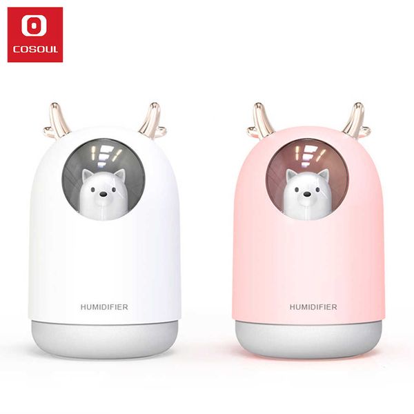 Air humidifier with nano spray tech, 7-color lighting, reduces static and purifies air for skin care