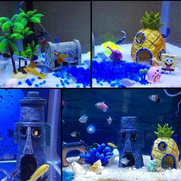 Aquarium decor resin rockery boat house for fish tanks