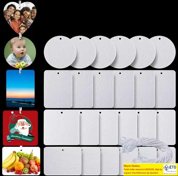 Aroma Cards Sublimation Blank Air Freshener Felt Material Sheet White Unscented Home Fragrances Car Airs Fresheners With String