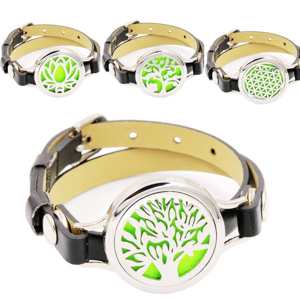 Aromatherapy diffuser bracelets with leather bands, 5 colorful felt pads included, free shipping