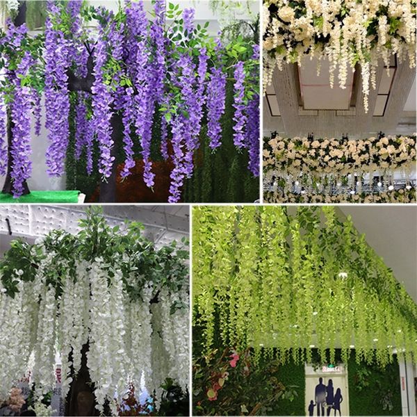 Artificial Wisteria Vine for Ceiling Decor - Faux Violet Flowers for Weddings, Homes, Gardens, and Offices