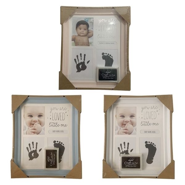 Baby's first year photo frame with hand and footprint keepsake for 12 months