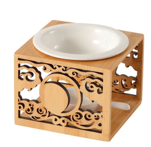 Bamboo wood hollow lamp oil burner with fragrance for candles, a romantic home decor gift