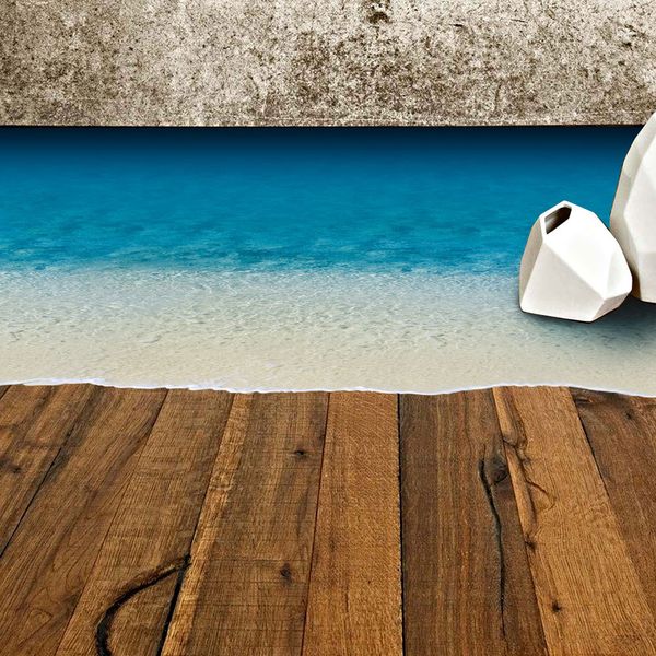 Beach-themed removable floor stickers for kids' room DIY decor