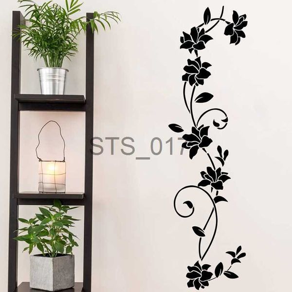 Black floral vine vinyl decals for DIY wall, fridge, and window decoration