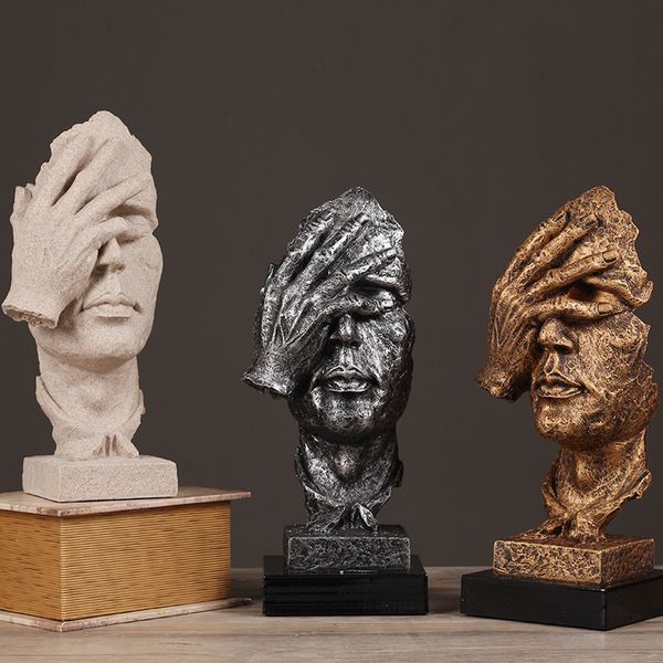 Blind Familiar Statues Figurine Europe Resin thinker silence is gold people Sculptures Vintage Home Decor Crafts T200703

Rewritten:
European resin figurines of blind familiar statues, thinker sculptures symbolizing silence is golden, vintage home decor crafts T200703