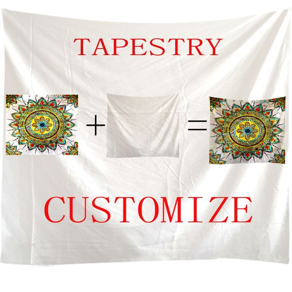 Bohemian wall tapestry featuring custom mandala prints for hippie-style decor