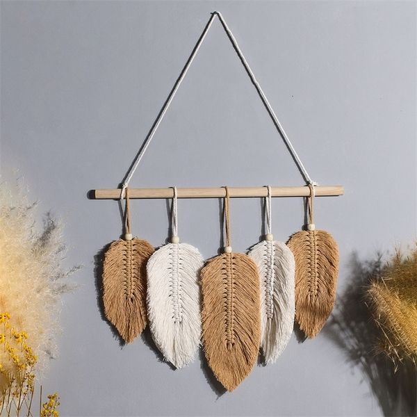 Boho-style woven macrame wall tapestry for home decor, perfect as a wedding gift or living room accent