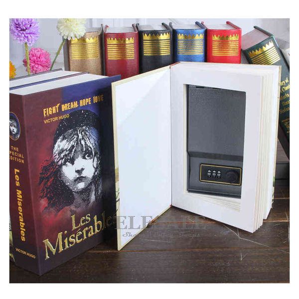 Book-style hidden safe box with password combination lock for securing valuables at home or while traveling