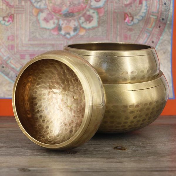Buddhist singing bowl for home decor, Tibetan copper wall dish