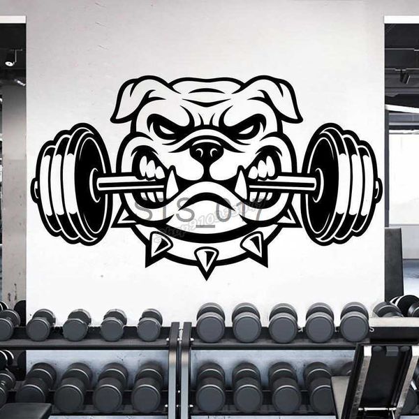 Bull Dog Gym Wall Decal for fitness enthusiasts, strong workout motivation stickers for dog lovers