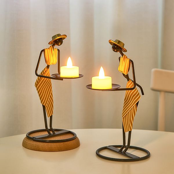 Candle holders for rustic home decor, wedding centerpieces, and living room figurine gifts