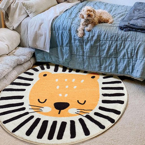 Carpet Nordic Carton Round Rug for Home, Living Room, Bedroom, Kids Room, Blanket, Anime Floor Mat, Salon Pile Area Rug Decoration