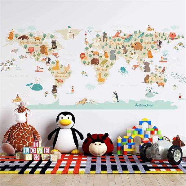 Cartoon animal wall stickers for children's rooms, bedrooms, and kindergartens, featuring vinyl PVC decals and murals for home decor