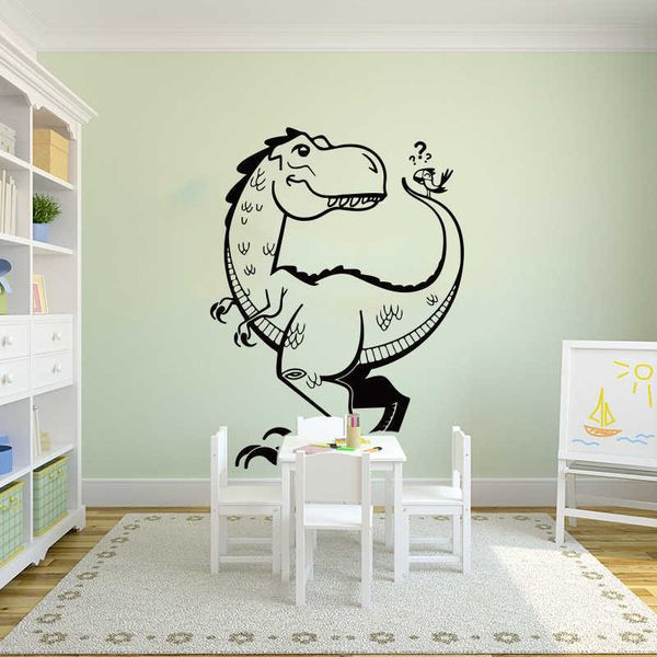 Cartoon dinosaur T-Rex and Triceratops wall decals for kids' bedroom, Jurassic Park themed room decor