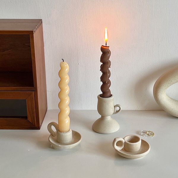Ceramic candle holders for aesthetic home decor and candelabra accessories