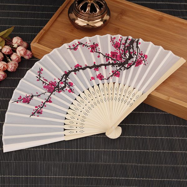 Cherry blossom silk hand wedding favor plum blossom hand folding fan DH8889