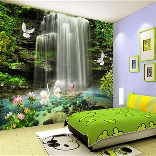 Chinese 3D wallpapers, sofa murals, and waterfall landscape wall coverings