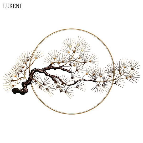 Chinese-style living room backdrop with creative pine tree decor for home or restaurant wall display