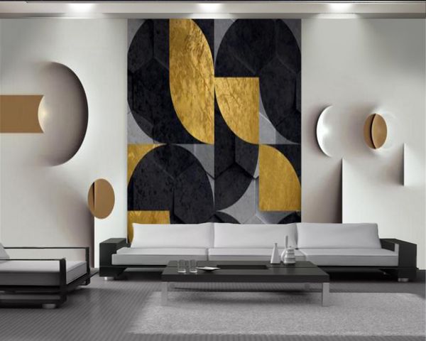 Classic 3D geometric wallpaper for living spaces, featuring HD silk-textured, stain-resistant wall coverings ideal for home decor