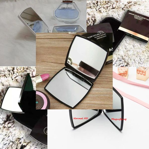 Classic folding double-sided HD makeup mirror with magnifying feature, portable design includes flannel pouch and gift box for VIP clients