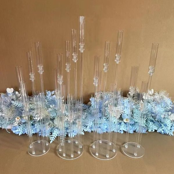 Clear acrylic candlesticks for elegant wedding centerpiece decorations